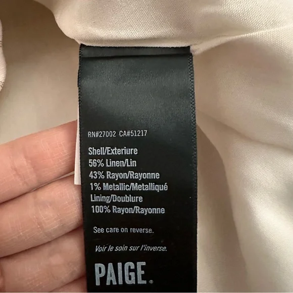 Paige Rosette Stripe Double Breasted Linen Blend Blazer Womens 6 - Picture 14 of 14